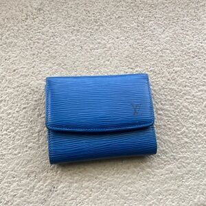 Louis Vuitton blue epi trifold wallet